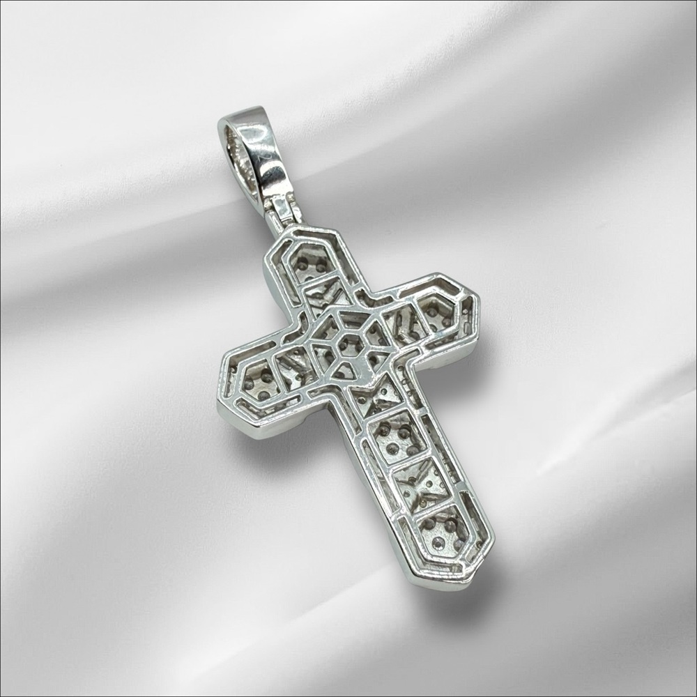 Sterling Silver CZ Cross Pendant – 3” Statement Design - Picture 3 of 17